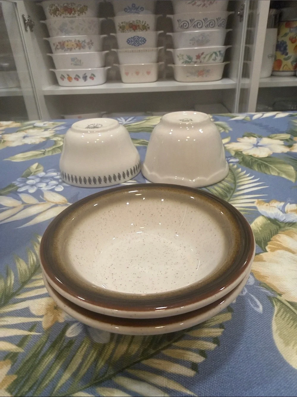 Ceramic Ramekins in Cream with Brown Rim - Multipack